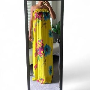 Old Navy Strapless Floral Dress - Yellow and Blue